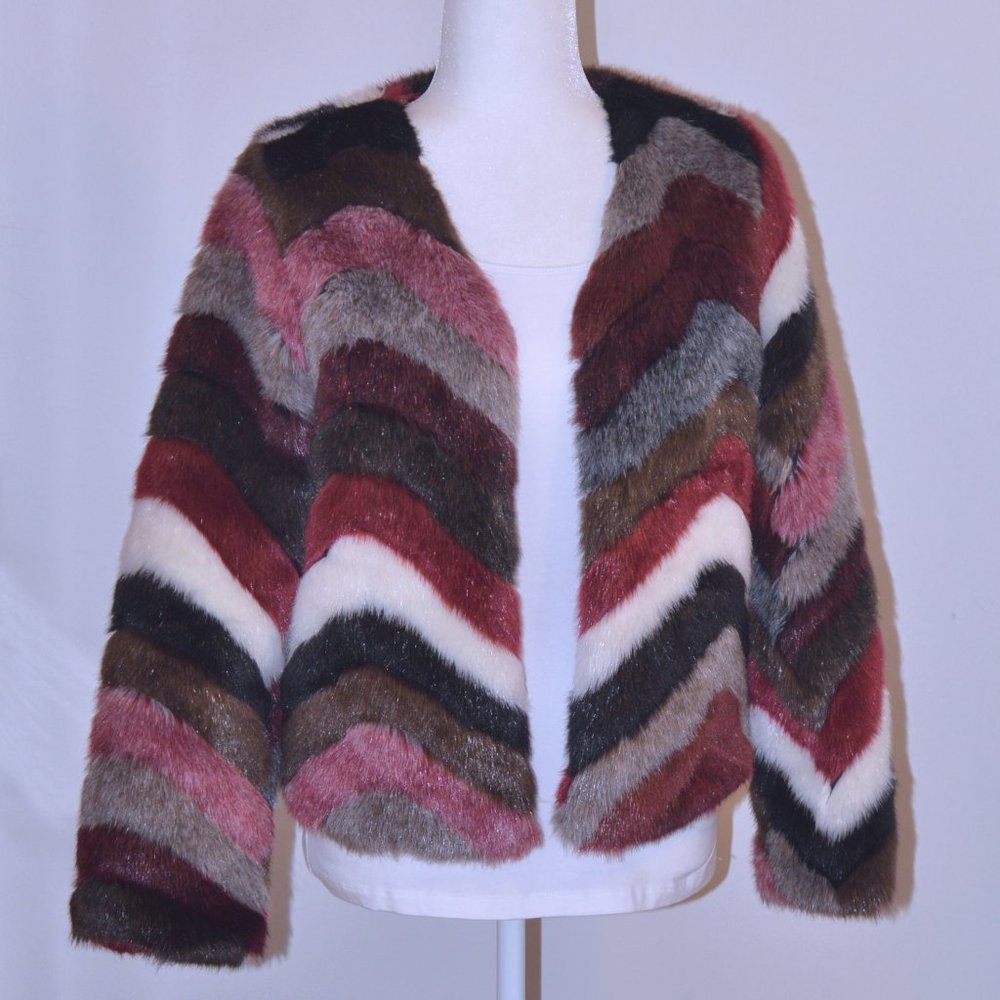 Sugar + Lips Faux Fur Striped Jacket